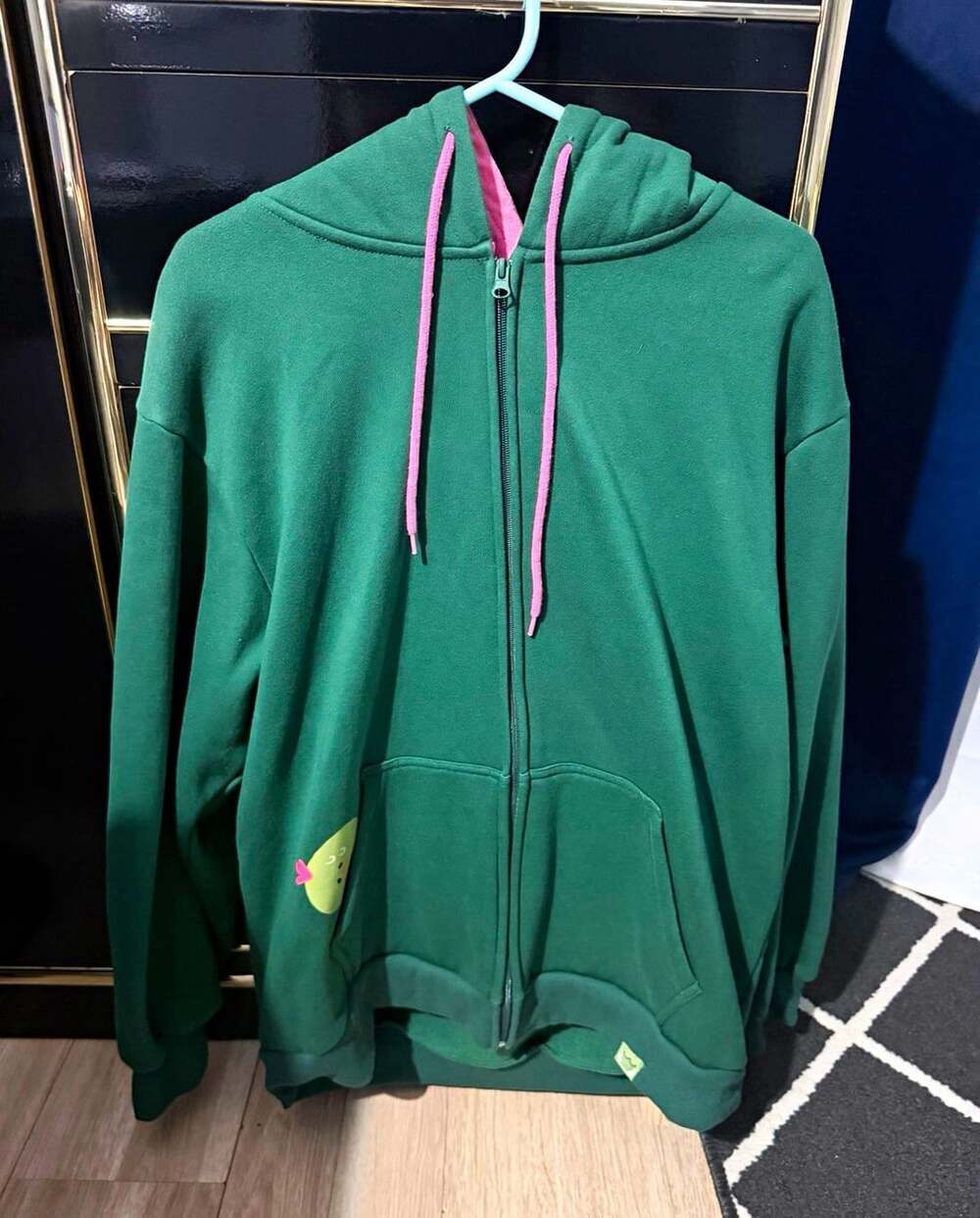 Randon Neuring Green Full Zip Hooded Graphic Fleece Hoodie Women L